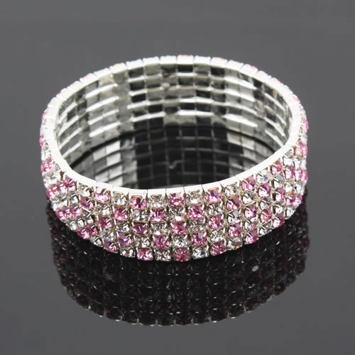 5 rows white & pink crystal bracelet