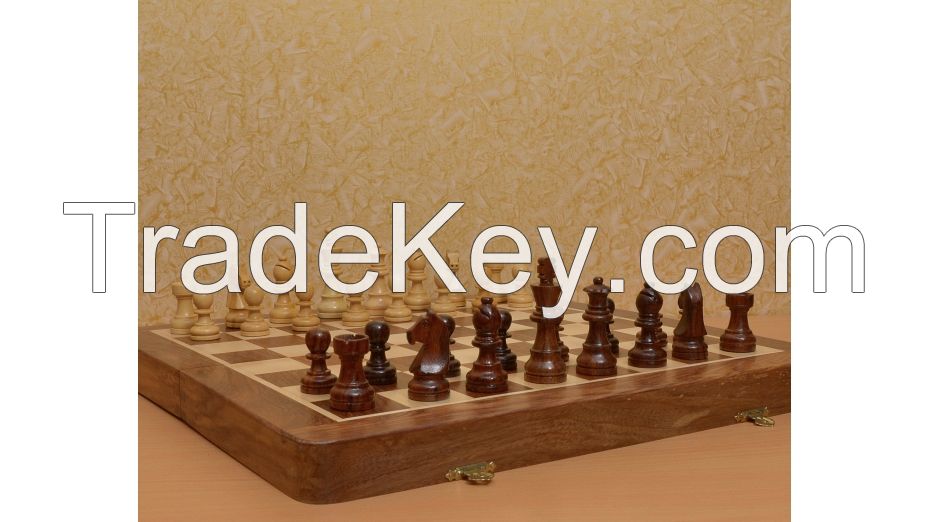 Travel Series Magnetic Chess Set in Shesham & Box wood - 16-SKU: S1207