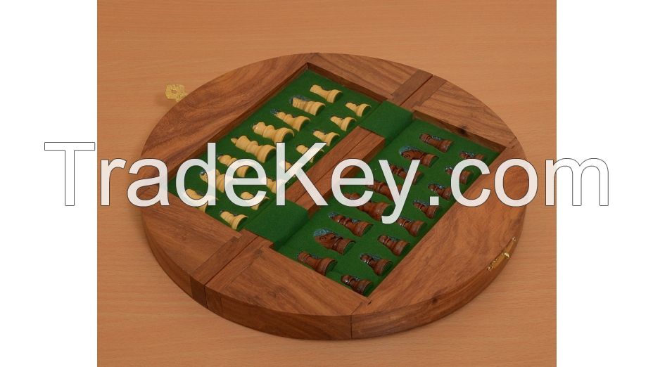 Travel Series Wooden Folding Magnetic Chess Set in Shesham 9