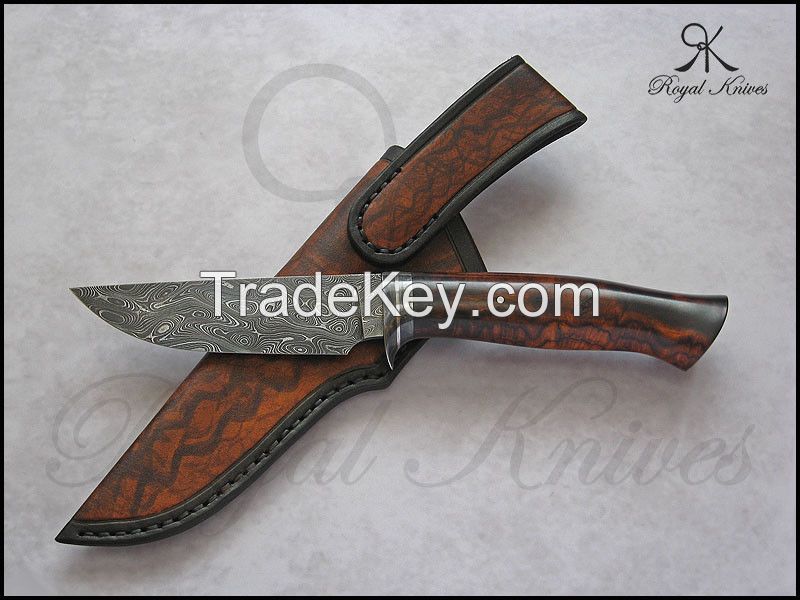 CUSTOM 100% HAND MADE DAMASCUS STEEL KNIFE WITH DESERT IRONWOOD BURL HANDEL