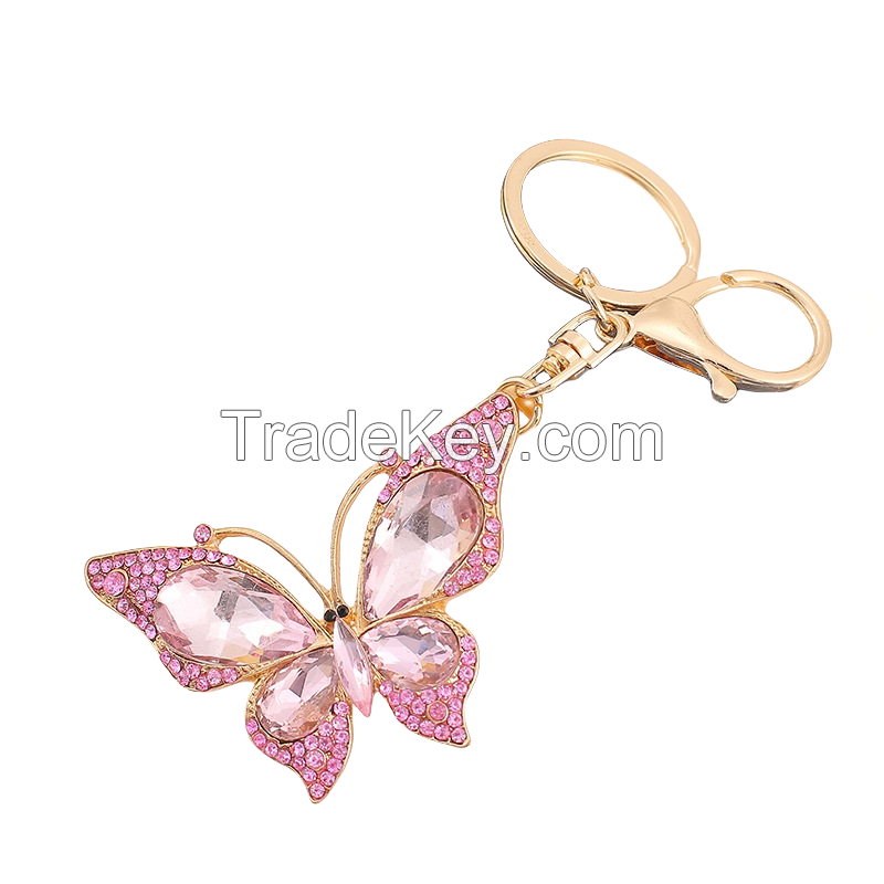 Colorful diamond cut out butterfly keychain