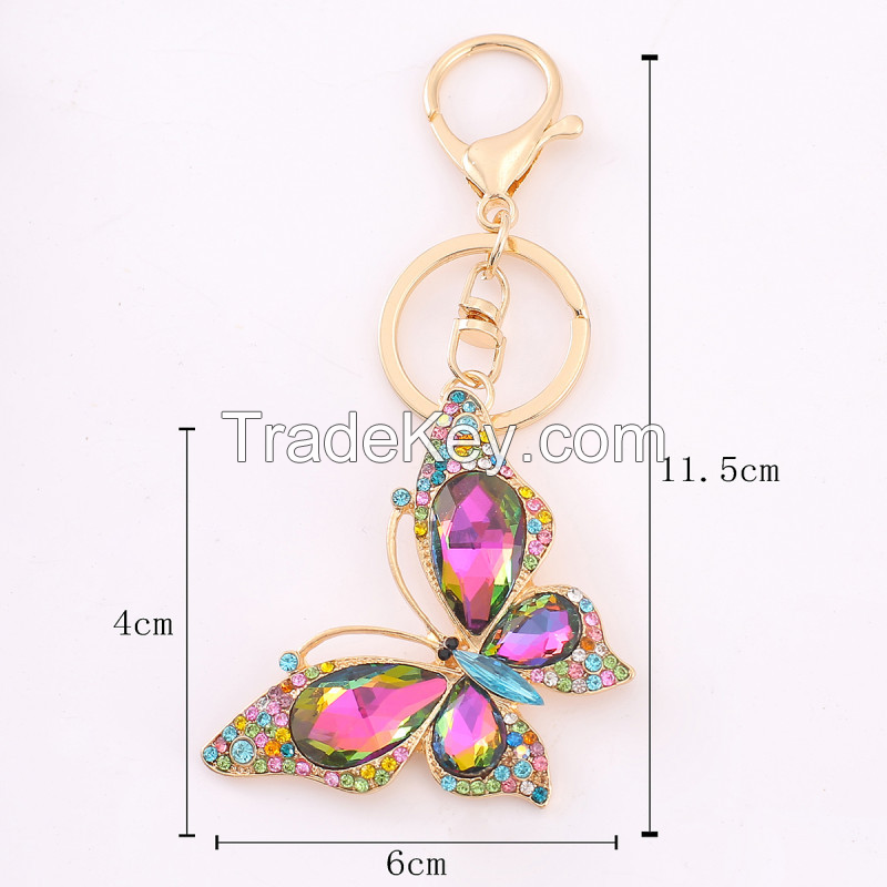 Colorful diamond cut out butterfly keychain