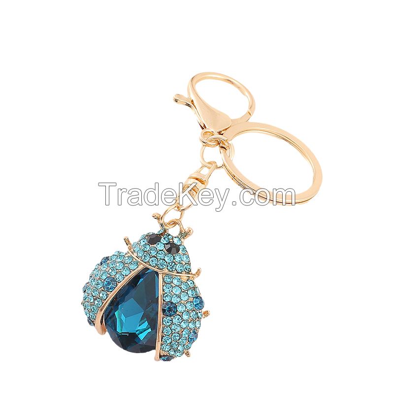 Exquisite Custom Metal Keychain: Colorful Rhinestone Insect Design