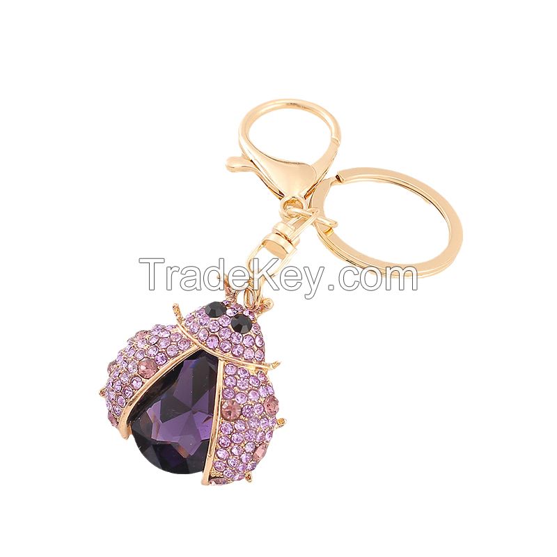 Exquisite Custom Metal Keychain: Colorful Rhinestone Insect Design