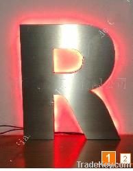 Backlighted stainless steel letters sign