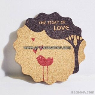 MDF cork coaster with UV finish