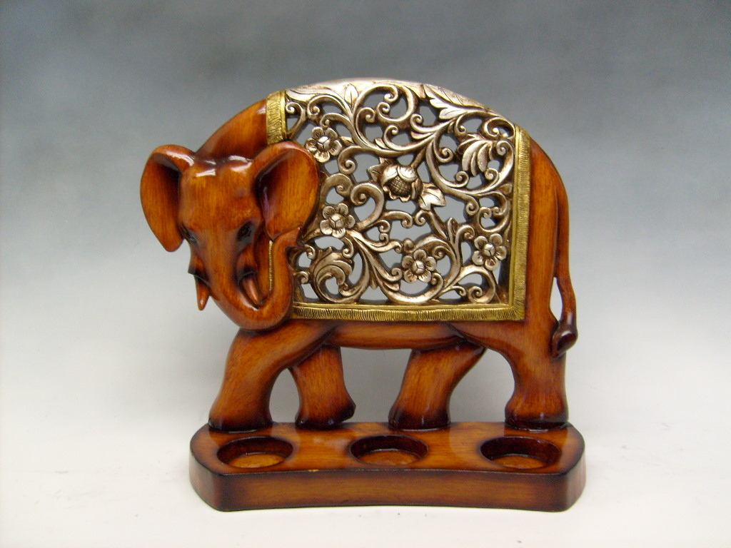 polyresin elephant deco with candle holder