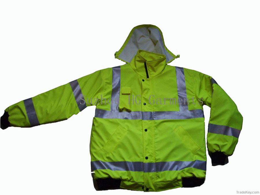 Hi Vis Safety Workwear Reflective Bomber Jacket