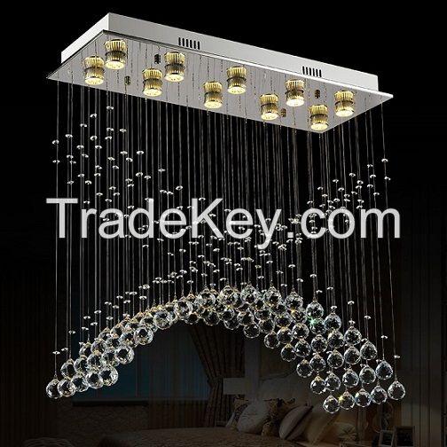 Square Elegant Clear Crystal Lighting Luxury Crystal LED Chandelier for Home Decorative 8030-10