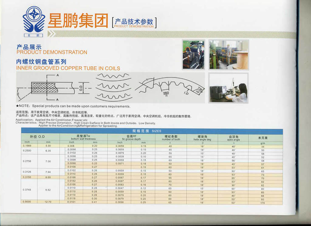 inner groove copper tube