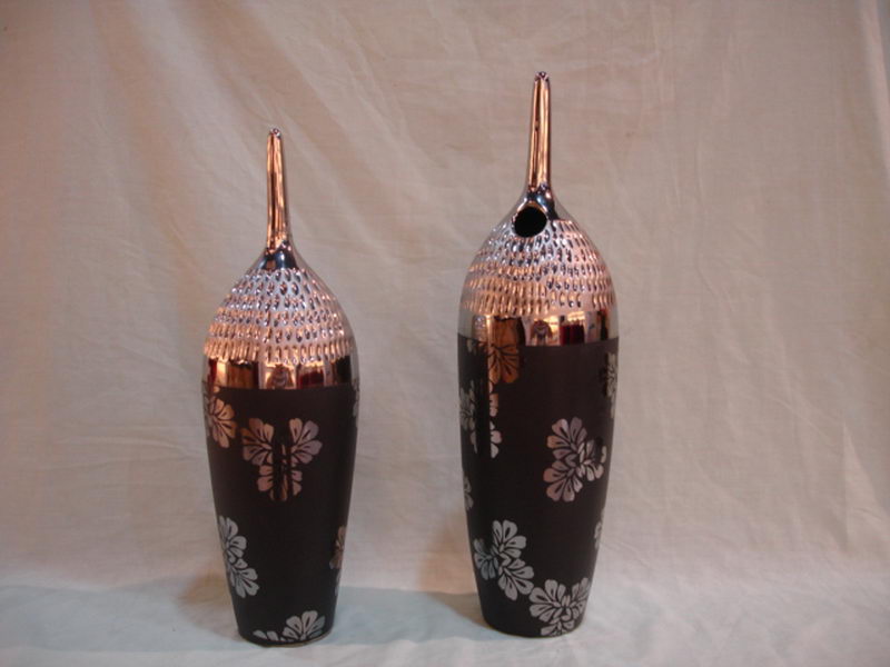 electroplate & decal vase