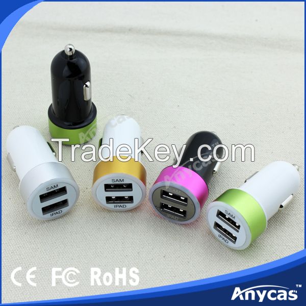 Made in China Anycas brand Dual USB mobile car charger 3 A for iphone ipad Samsung S5 S4
