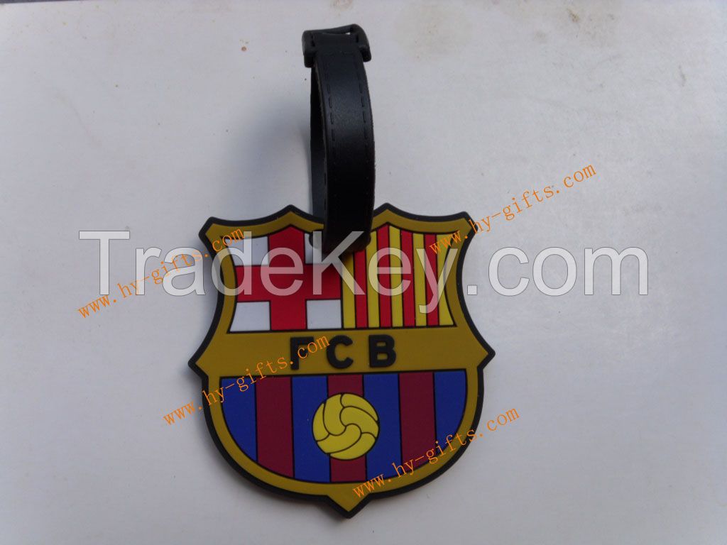 rubber luggage tag,soft pvc luggage tag,fashion football club luggage drop