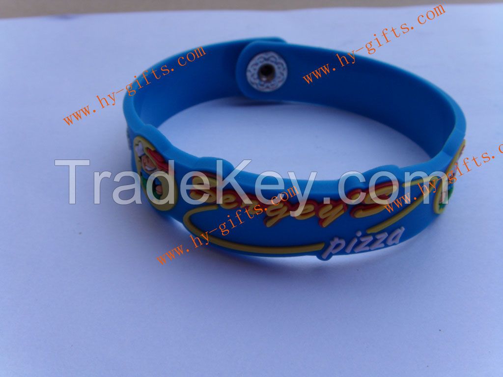 soft pvc wristband,silicone bracelet,embosses 2d/3d pizza wristband