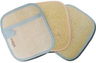 SQUARE GLOVE - LOOFAH BATH SPONGE (red, rose,blue colors available)