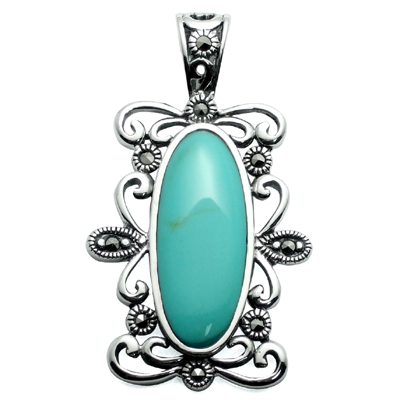 925 sterling silver pendant-Turquoise & Marcasite