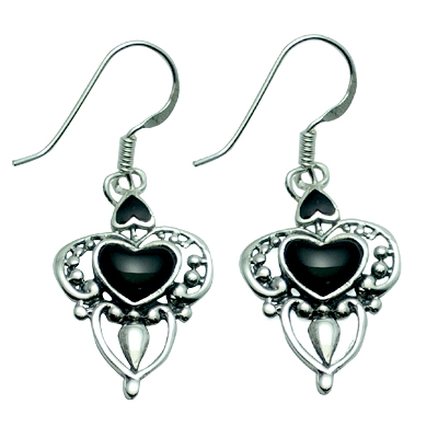 925 sterling silver earrings-Onyx
