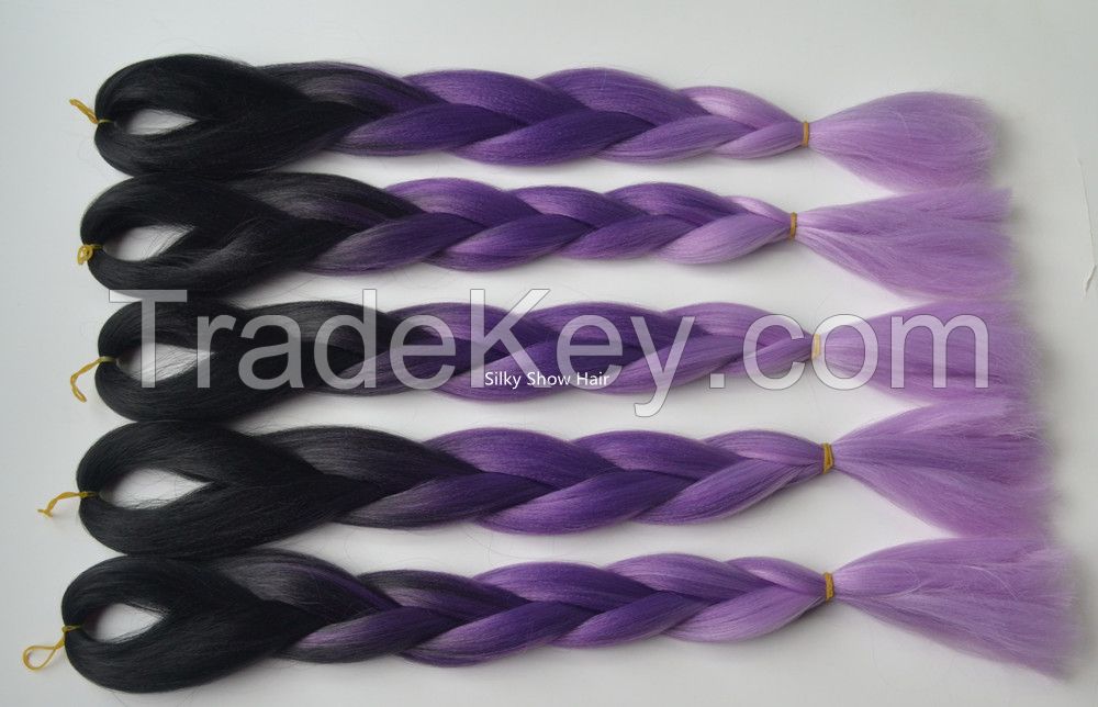 Sell Ombre three tone Colour KK Jumbo Braid high temperature fiber synthetic hair