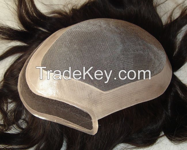 natural looking human hair toupee for men