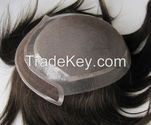 natural looking human hair toupee for men