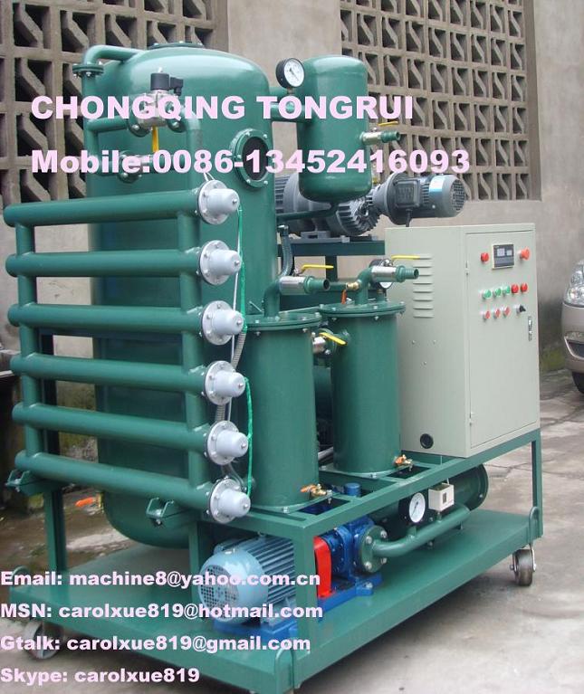 Two stage vacuum insulating oil purifier, transformer oil filtering