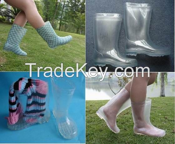 Hot sell women rain boots, Fashion Transparent ladies boots, VogueTransparent Lady boots, New Style Female rain boots