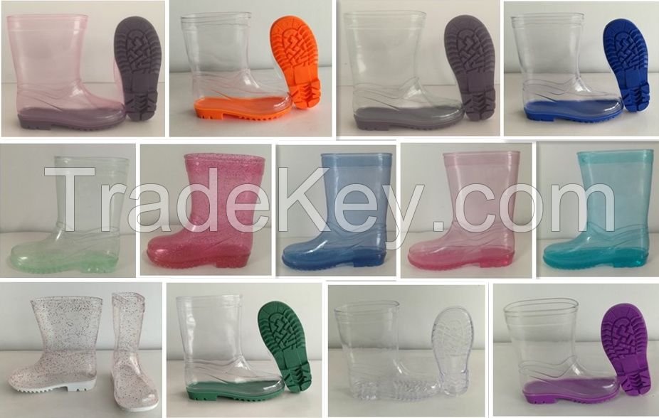 Transparent Kids PVC Rain Boots, Children Transparent Rain Boot, Kid Transparent Boot, New Fashion Child Shoe, Popular Style Children Rain Boot, High Quality Shoes