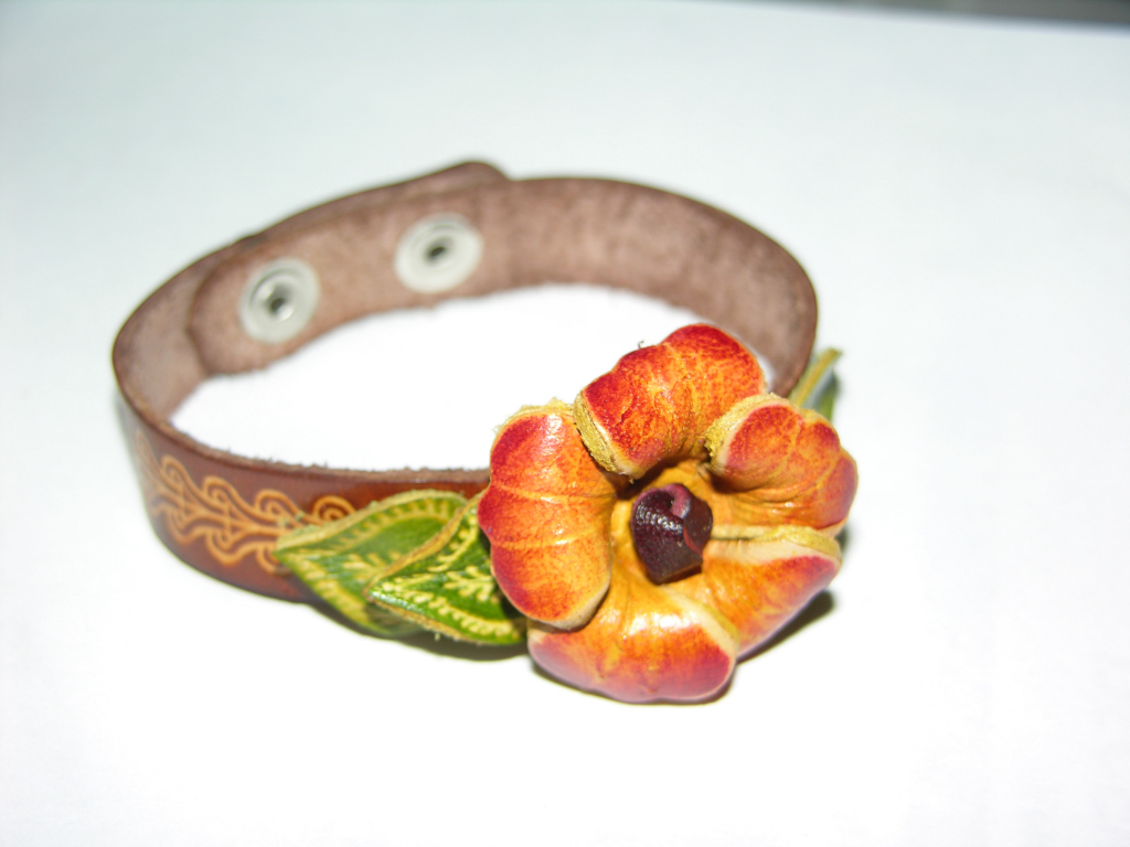 leather flower bracelets