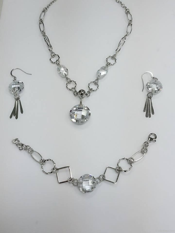 925 silver jewellery set with Zircon