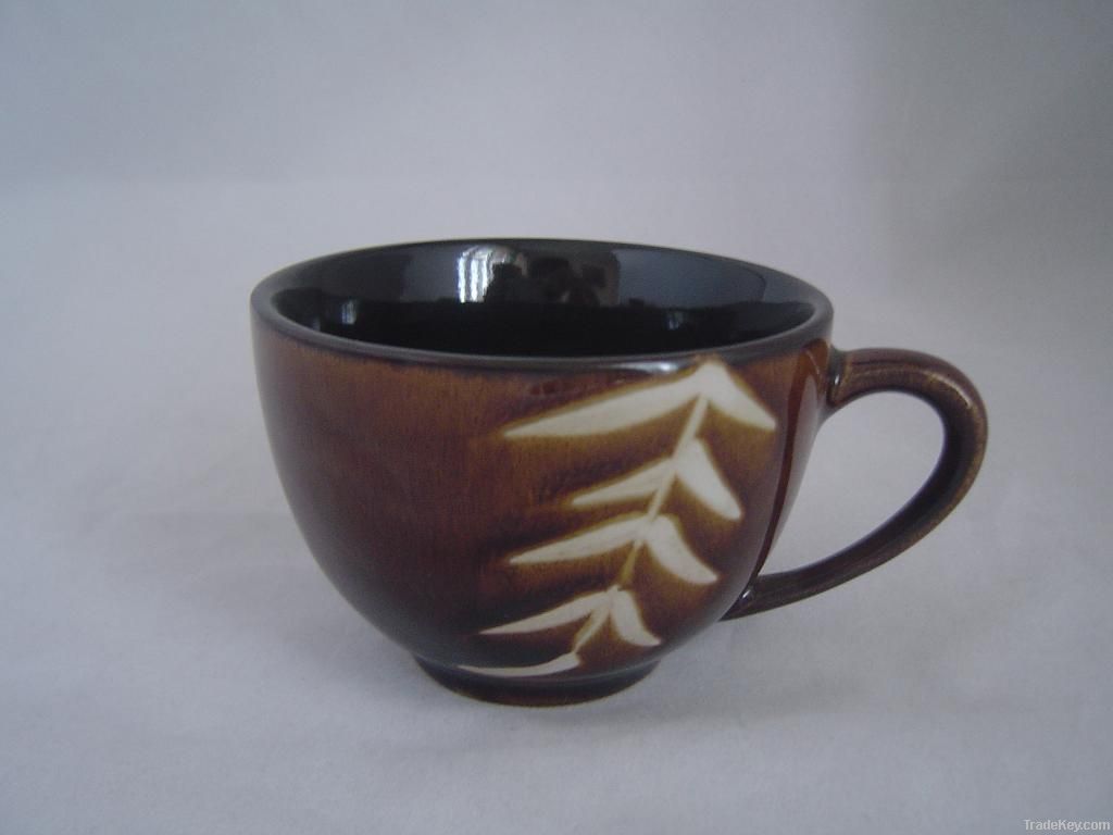 Ceramic cup and mug with antique imitation design