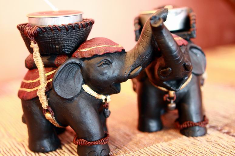 Elephant Resin Candle Holder