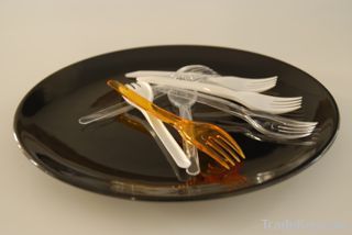 plastic knife, spoon, fork
