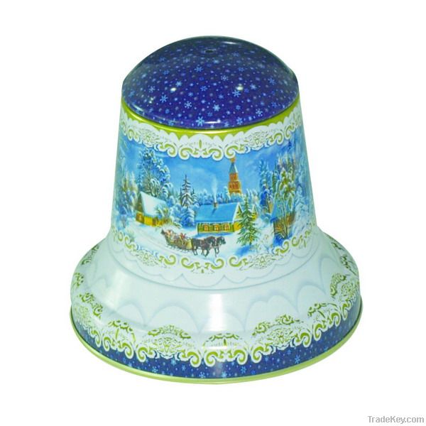 bell shape tin box christmas tin