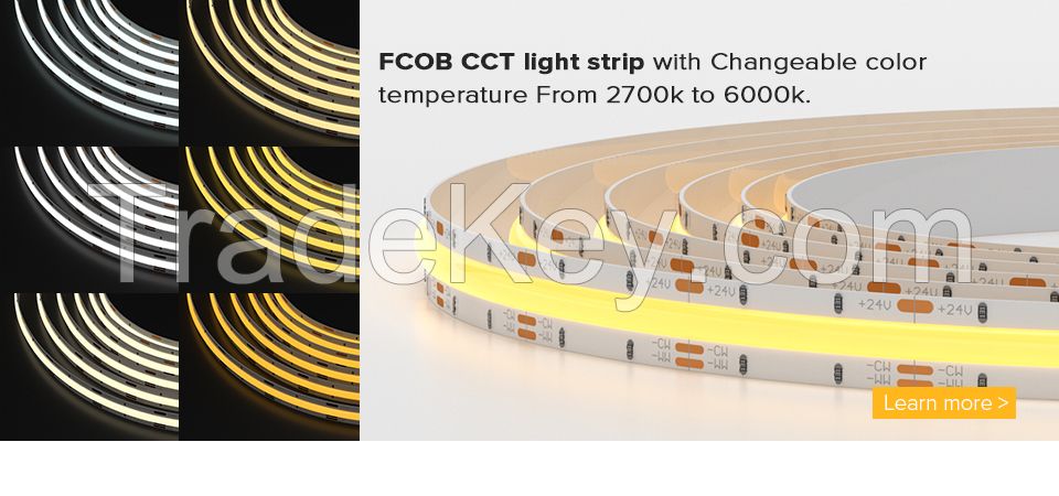 DC 12V 24V 9.6ft / 3 Meters 30W 8mm Width High Density Flexible COB LED Strip