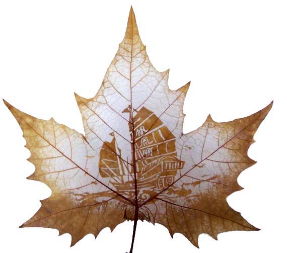 leaf carving artwork