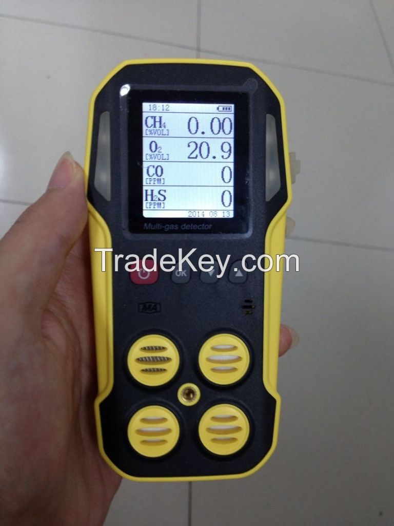 Handheld Gas Detector, 4 Gas Monitor with Large LCD Display