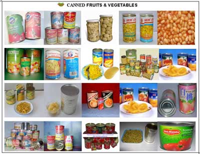 canned fruits and vegetables