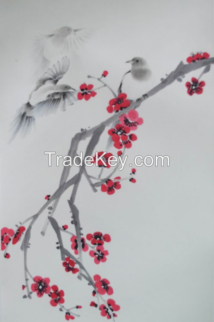 Famous artists Qi Fu, Original Oriental Chinese Painting, theme cat, gongbi painting