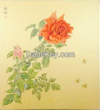 Gold card Chinese painting, Chinese ink and wash painting on hard paper for home decor