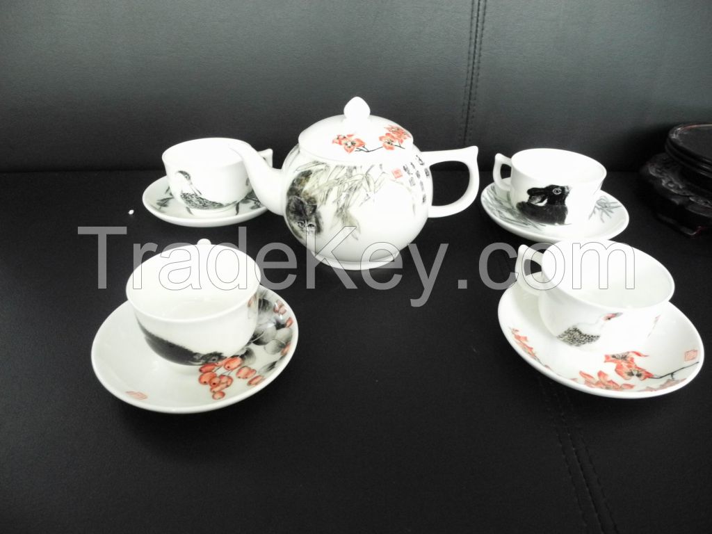 Fine bone china, bone porcelain Chinese teapot sets manufacturer, teapot,cup set 