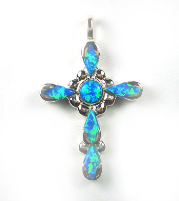 925 silver with synthetic opal pendant