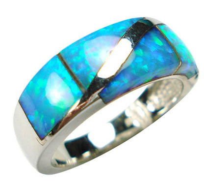 925 silver with synthetic opal ring