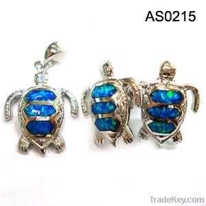 silver inlaying opal set