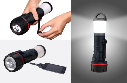 Hand Crank Powered Flashlight/Lantern with USB Charger