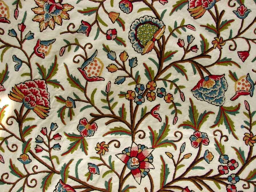 Crewel embroidered Fabric By Zia