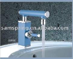 single level color glass waterfall basin faucet