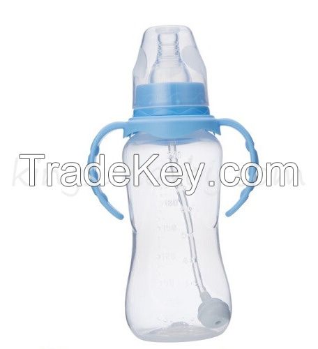 Normal Neck PP Baby Feeding Bottle with Straw and Handle in 240ML BPA Free