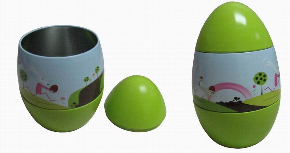 egg shaped tin box chocolate can food caddy box