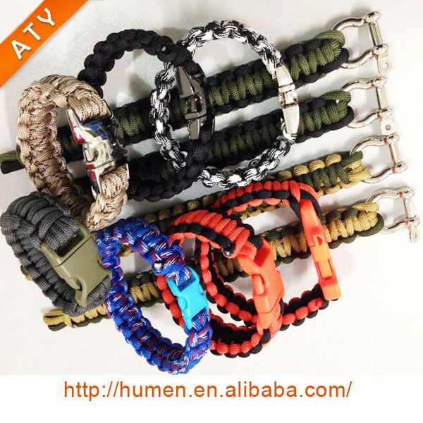 Survival Bracelet With Adjustable Stainless Steel D Shackle