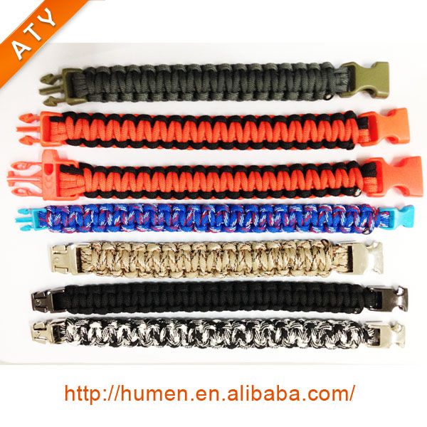 Survival Bracelet With Adjustable Stainless Steel D Shackle